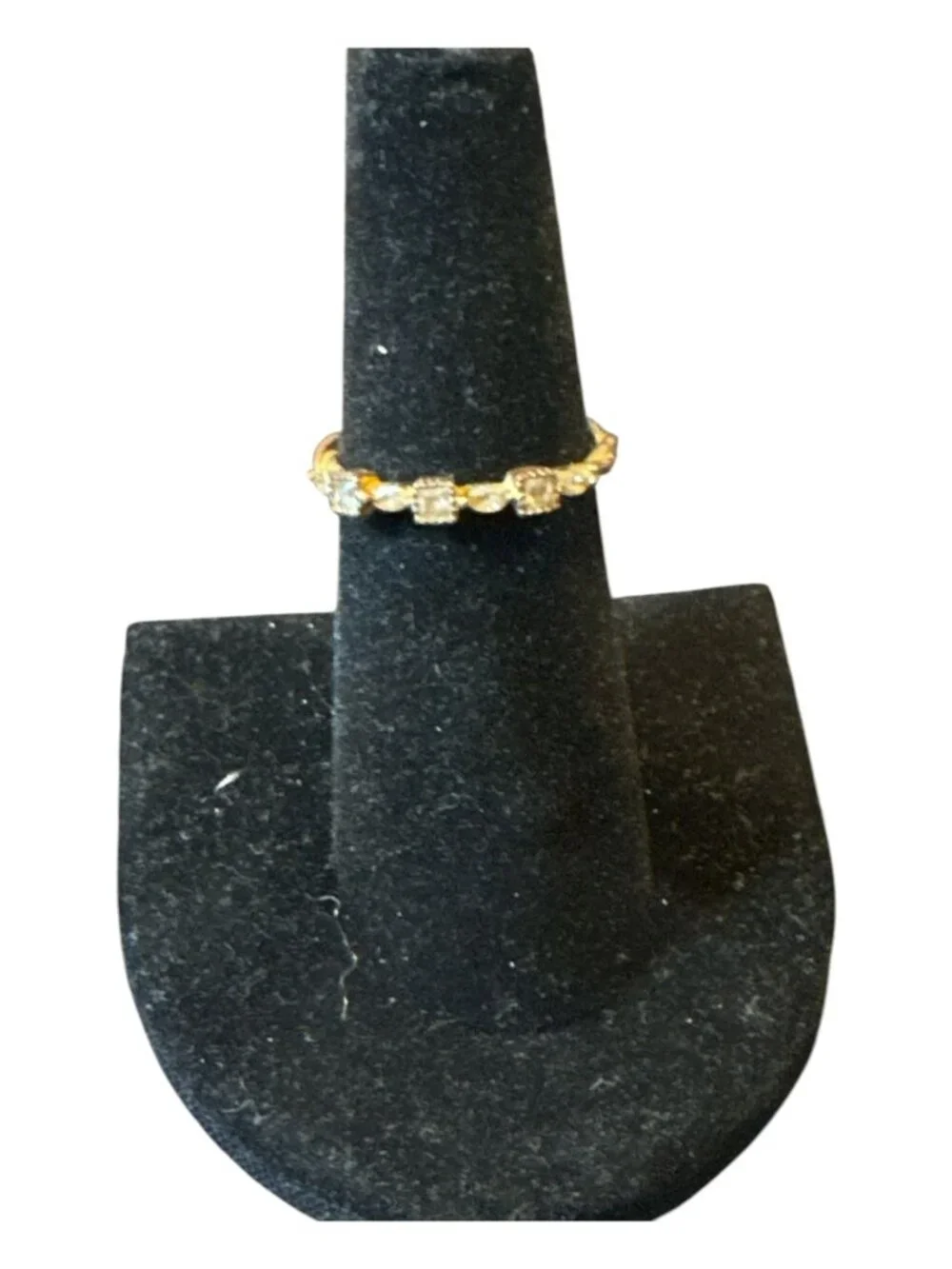 Gold-Toned Cubic Zirconia Eternity Band With Twisted Design